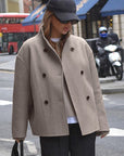 Stylish Brown Double-Breasted Wool Coat for Women