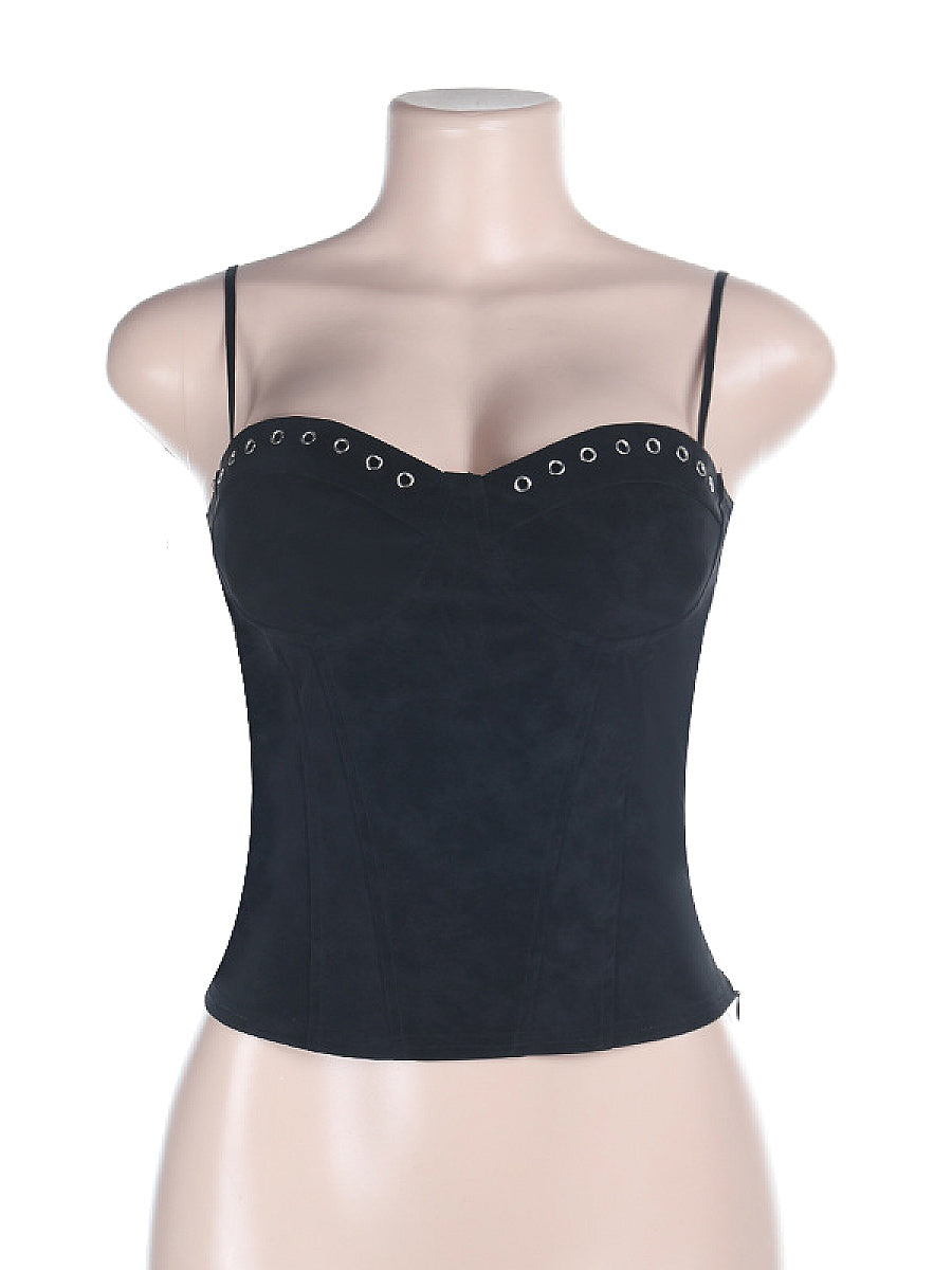 Trendy Summer Sleeveless Top with Eyelet Details