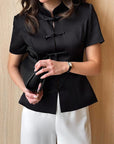 New Chinese Style Stand Collar Short Sleeve Top