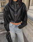 Trendy Street Style Leather Jacket for Women