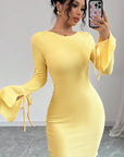 Sexy Backless Bell Sleeve Dress for Women