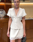 Elegant Women's Satin Lace Two-Piece Set