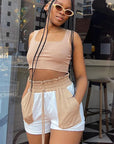 Color Block Casual Shorts for Women