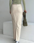 Beige Cotton Straight Skirt for Women