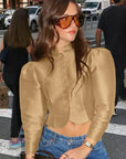 Retro Elegant Short Puff Sleeve Shirt