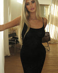 Elegant Summer Backless Dress with Rhinestones