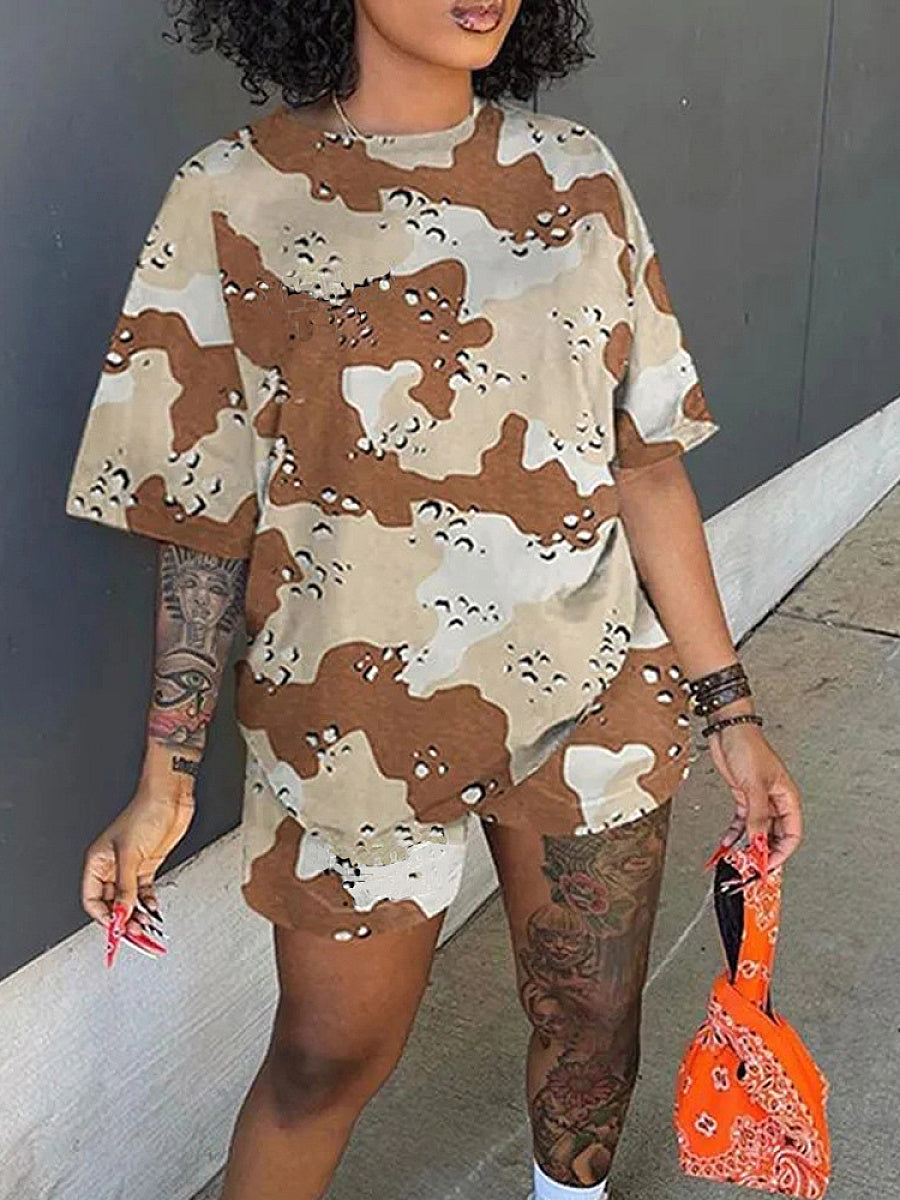 Casual Camouflage Two-Piece Set for Women