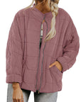 Solid Color Stand Collar Cotton Jacket for Women