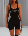 Casual Street Style Sleeveless Top with Rhinestones