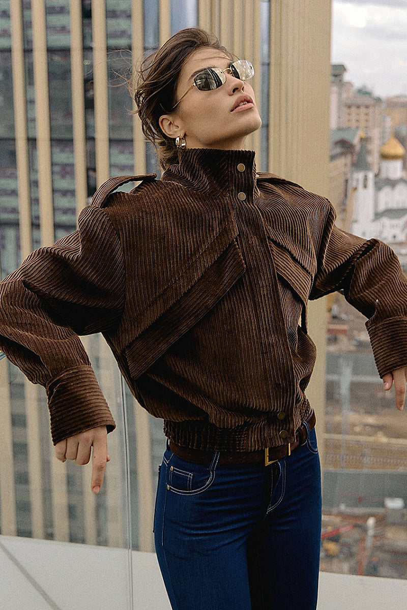 Winter New Brown Motorcycle Jacket for Women