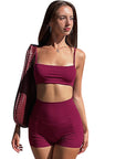 Summer Solid Color Sports Tank Top and Shorts Set