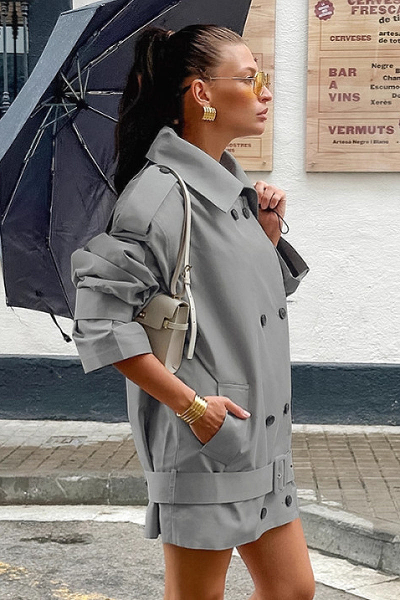 Vintage Double-Breasted Trench Coat for Women