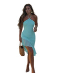 Summer Asymmetrical Ruffle Hem Dress