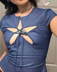 Summer Trendy Star Hollow Lace-Up Top