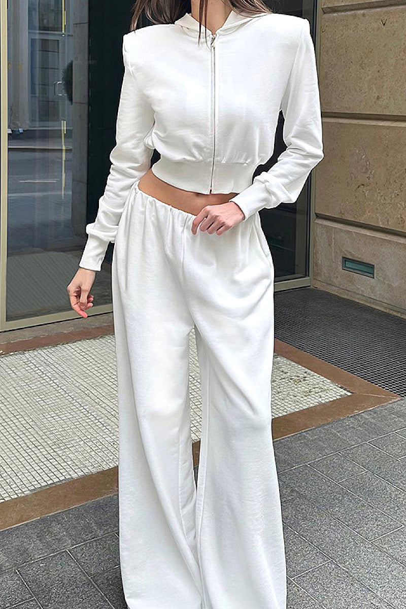 Chic Gray Hooded Sweatshirt and Pants Set