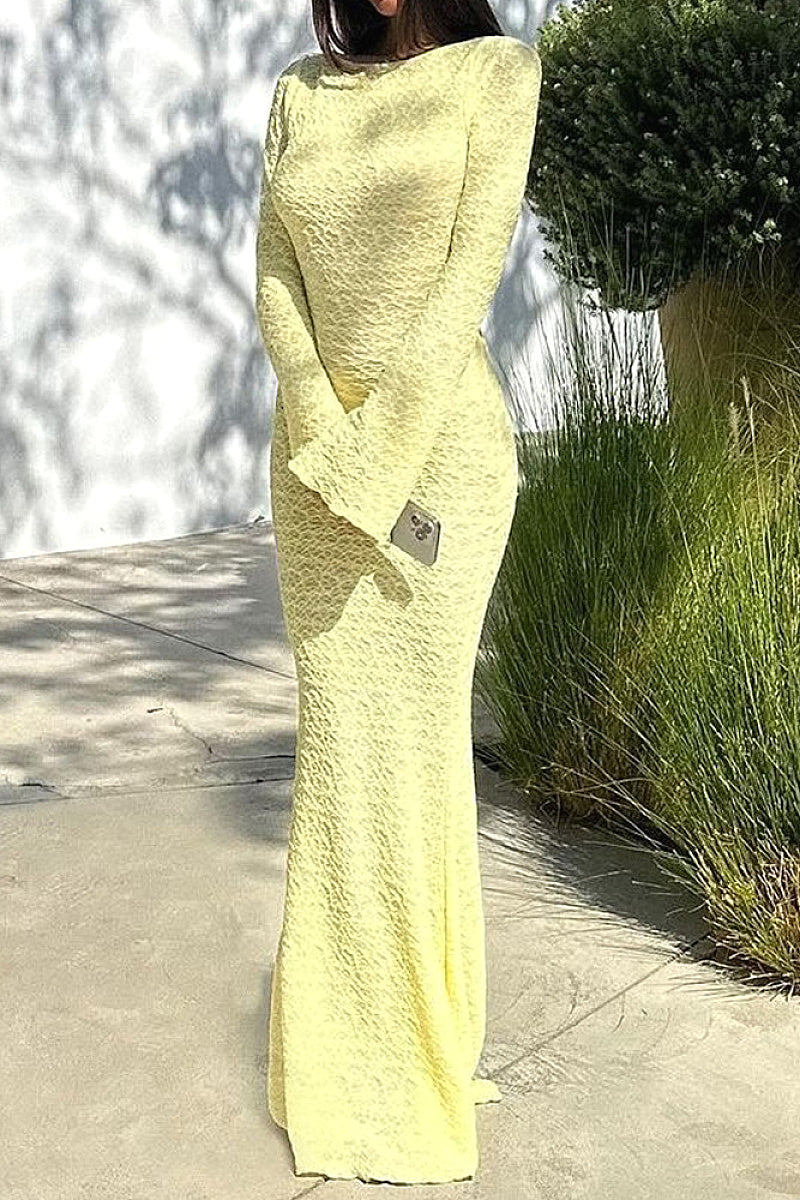 Elegant Backless Long Sleeve Dress