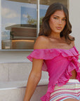 Off Shoulder Sexy Crop Top with Ribbons