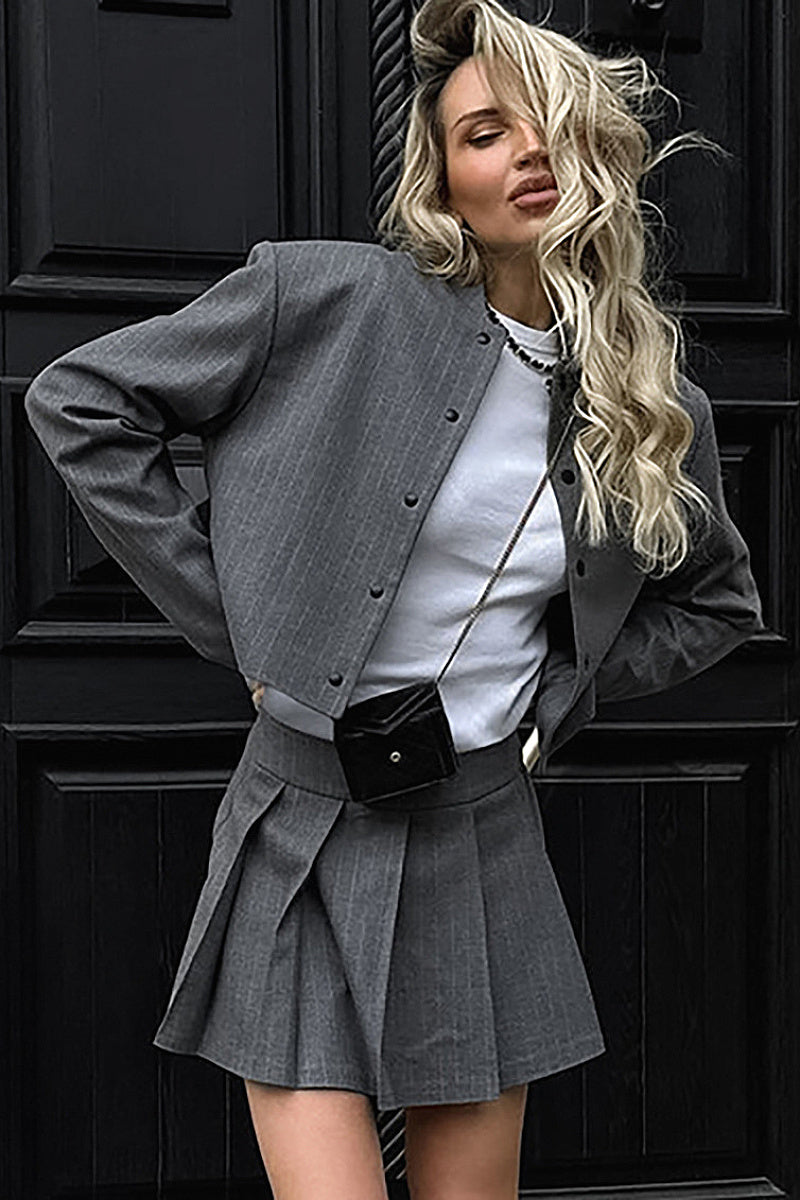 European and American Striped Slim Casual Set