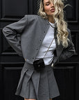 European and American Striped Slim Casual Set