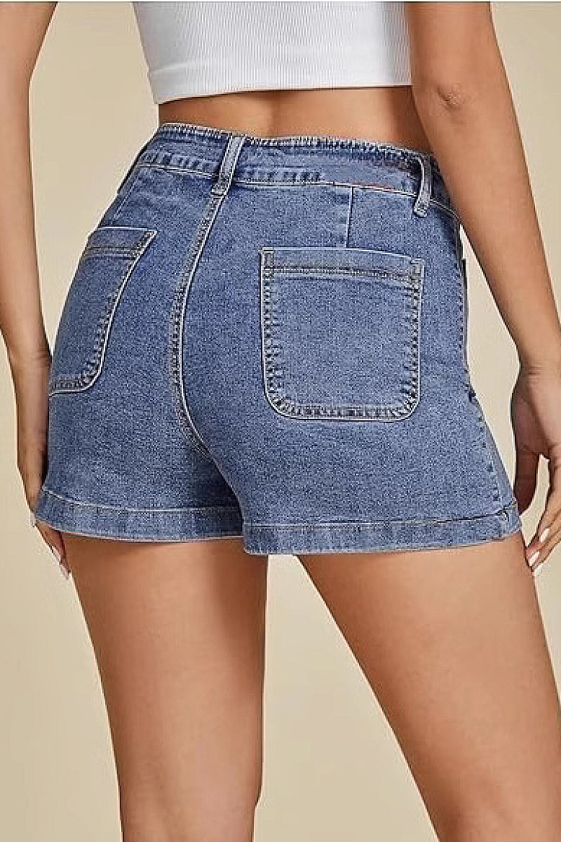 High Elasticity Denim High-Waisted Shorts