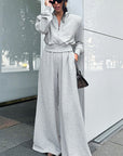 Chic Gray Hooded Sweatshirt and Pants Set