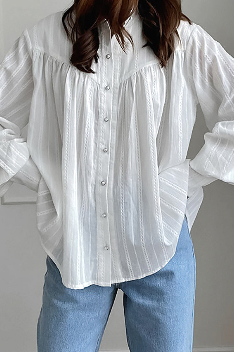 French Style Long Sleeve Cotton Shirt for Women