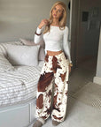Loose Fit Printed Fleece Pants for Women