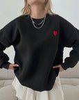 Casual Heart Print Pullover Sweatshirt for Women