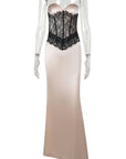 Elegant Lace-Trimmed Long Dress for Fall