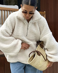 Cozy Fleece Polo Sweatshirt for Fall
