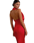 Sexy Backless Halter Neck Satin Dress