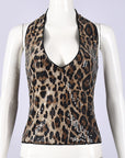 High Waist Leopard Sequin Halter Top for Women
