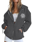 Plus Size Zip-Up Hoodie Cardigan for Women