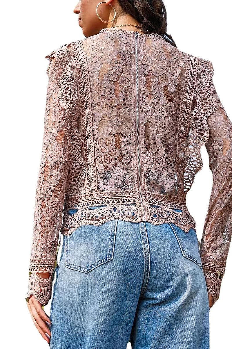 Lace Long Sleeve Top for Women 2023