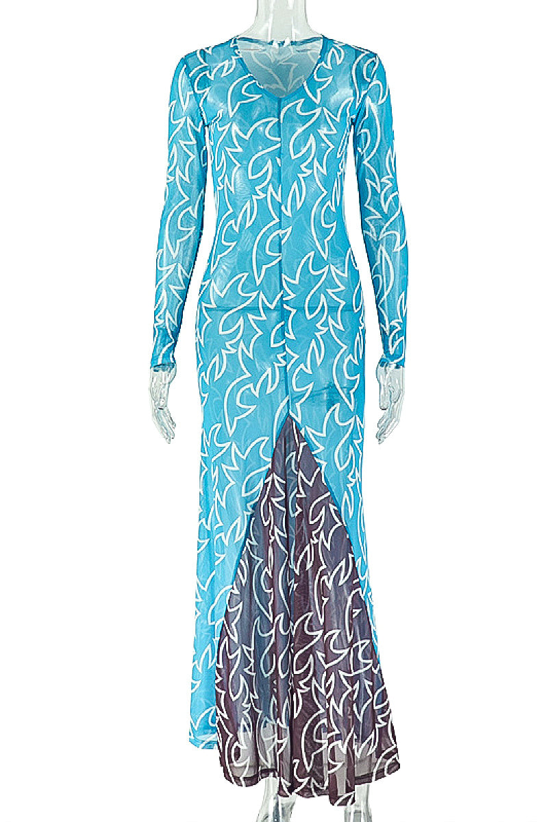 Elegant V-Neck Long Sleeve Bodycon Dress