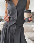 Gray Sleeveless Vest Set for Elegant Commuting
