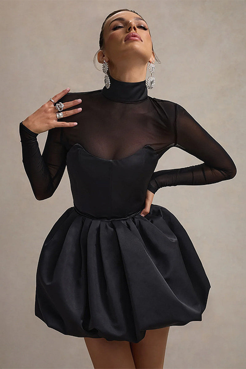 Elegant Autumn Bubble Hem Dress for Women