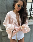 Autumn Fashion Hollow Lace-Up Blouse
