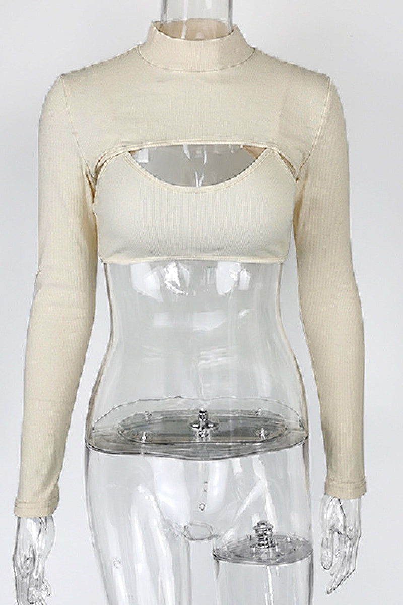 Chic Two-Piece Crop Top Set for Fall Fashion