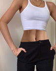 Summer Crop Top Women Sleeveless U-Neck