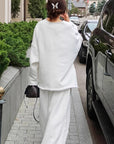 Trendy Black Round Neck Sweatshirt Set for Women