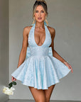 Elegant Spring Halter Neck Floral Dress
