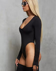 Stylish Long Sleeve Ruched Bodysuit for Women