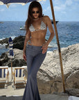 Vintage Striped Flared Pants for Casual Wear