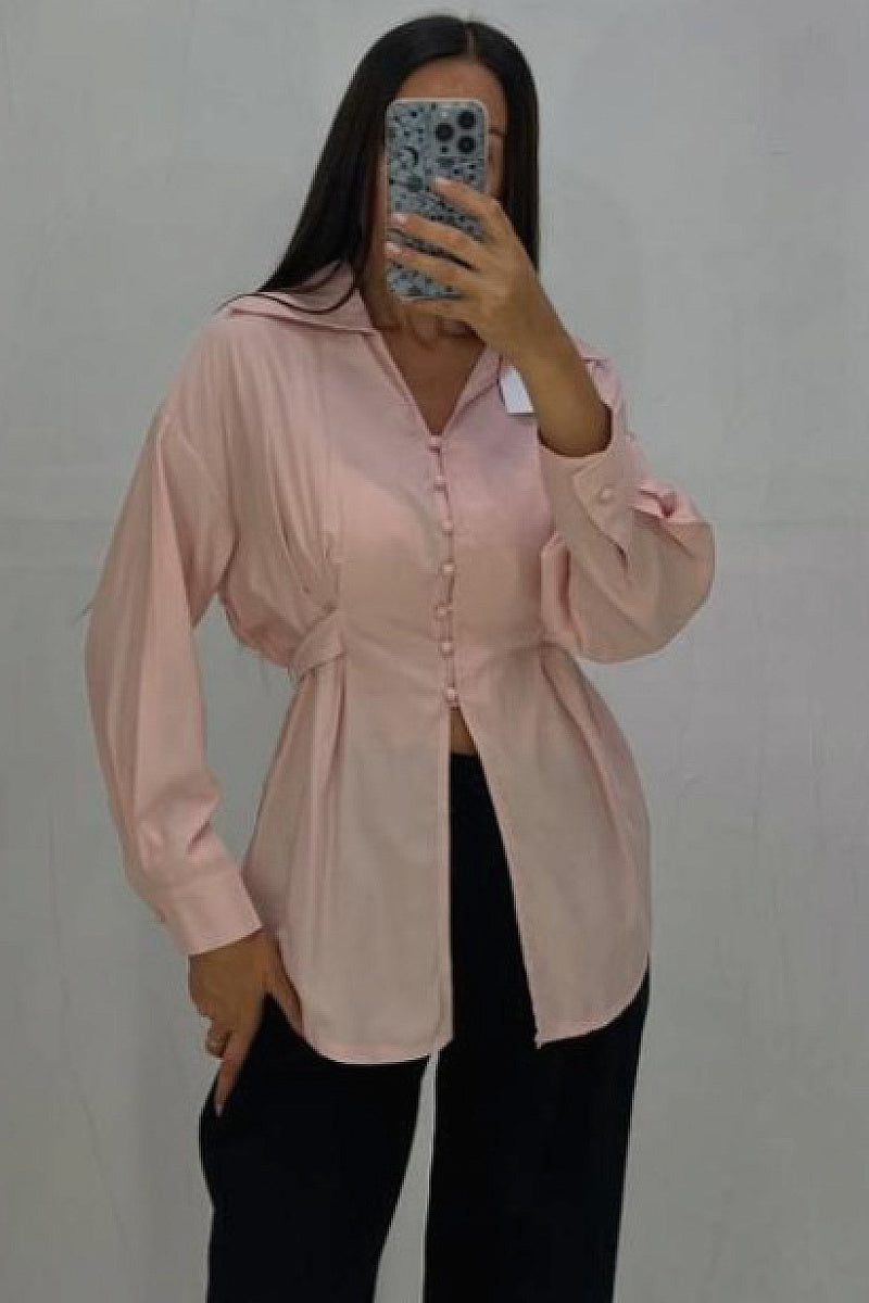SHEIN Autumn Long Sleeve V-Neck Button Shirt