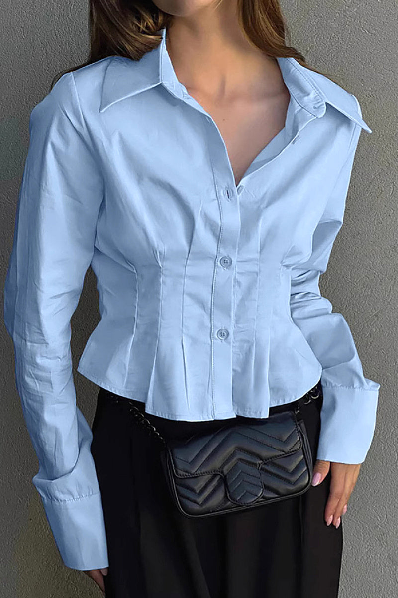 Elegant Pleated Waist Blouse for Women