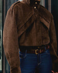 Winter New Brown Motorcycle Jacket for Women
