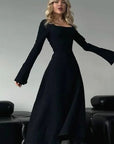 Elegant Long Sleeve Square Neck A-Line Dress