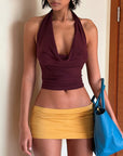 Chic Burgundy Tie-Front Crop Top