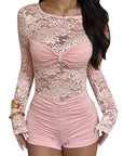 Fashionable Sexy Lace Long Sleeve Jumpsuit